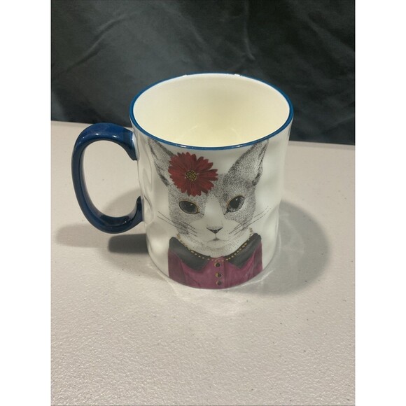 Signature Housewares Hipster Animal Cat Coffee Mug Cup 14 oz - Picture 1 of 5